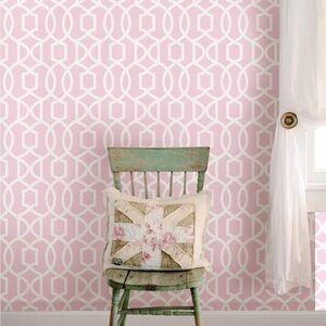 NEW WALLPOPS Wall Paper for Walls, Crafts, etc in Pink/White Design